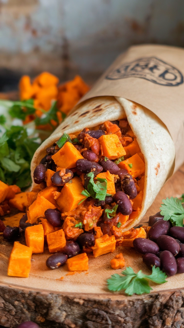 Spicy Black Bean and Sweet Potato Burritos