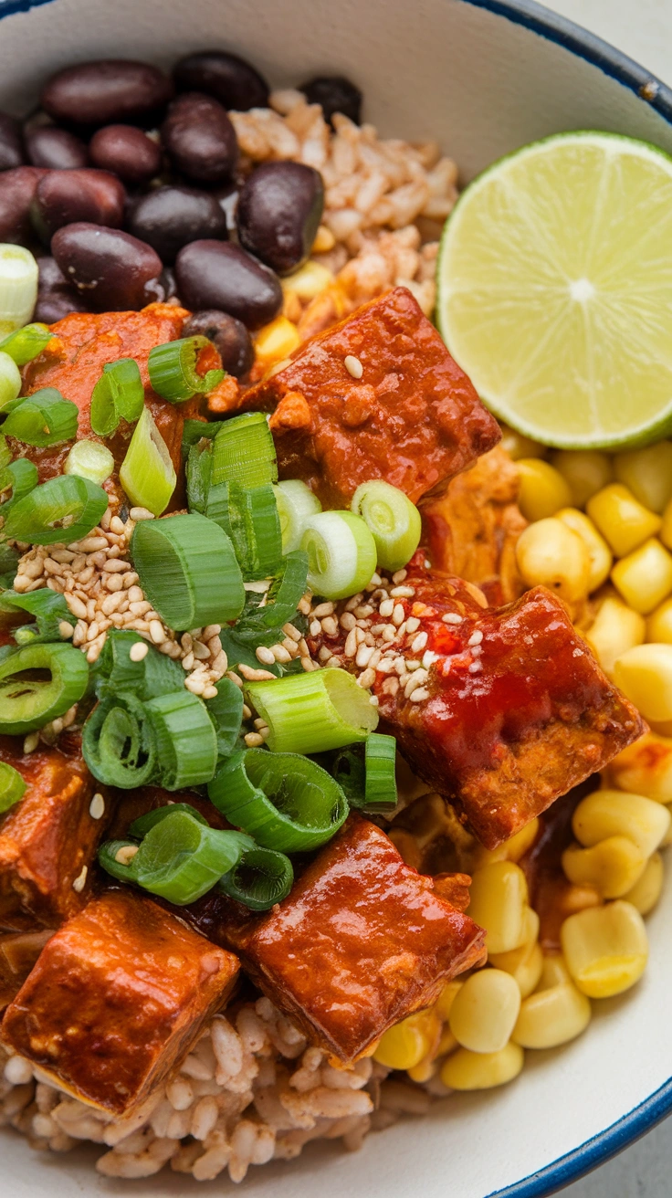 Spicy Braised Tofu Burrito Bowl