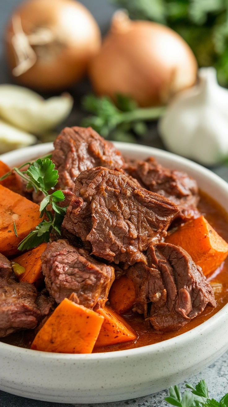 Spicy Chipotle Beef Stew with Sweet Potatoes