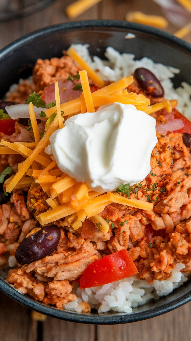 Spicy Ground Turkey and Black Bean Burrito Bowl