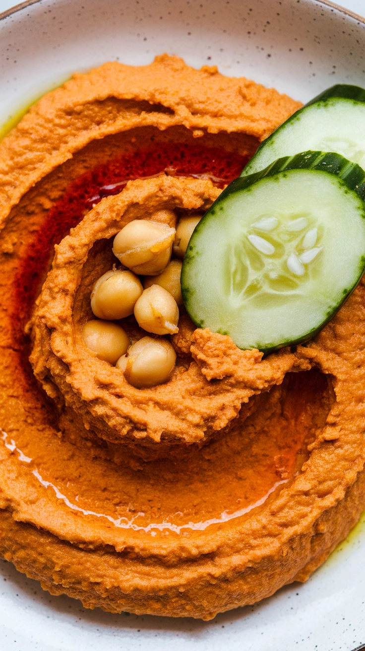 Spicy Hummus and Cucumber Toast