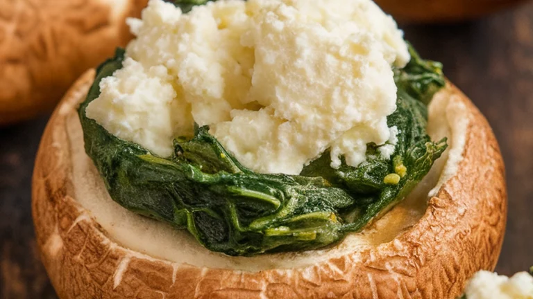 Spinach and Feta Air Fryer Stuffed Mushrooms - Featured
