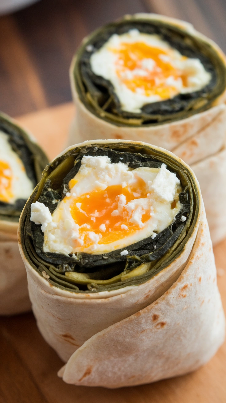 Spinach and Feta Egg White Wraps