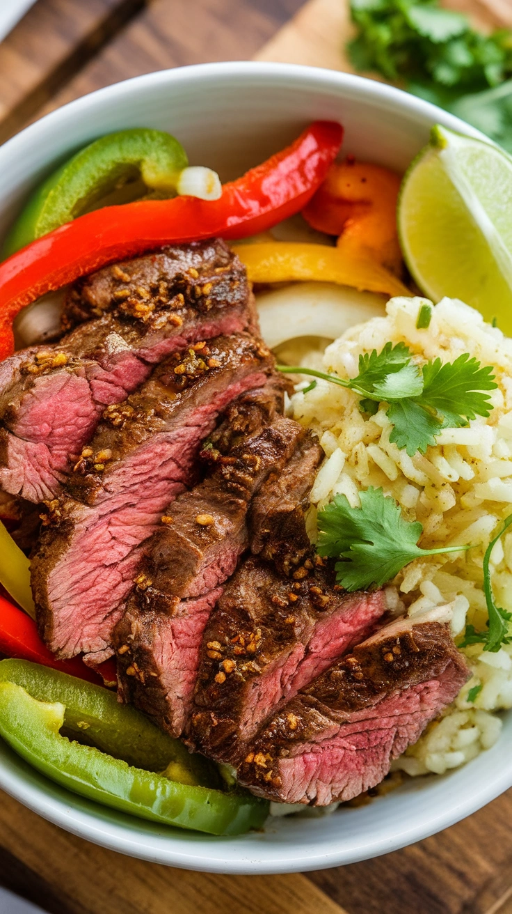 Steak Fajita Bowl with Lime Rice