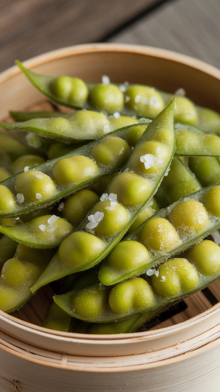 Steamed Edamame Pods with Sea Salt