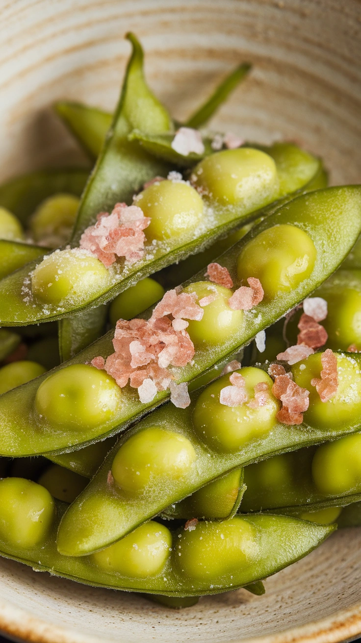 Steamed Edamame with Coarse Sea Salt