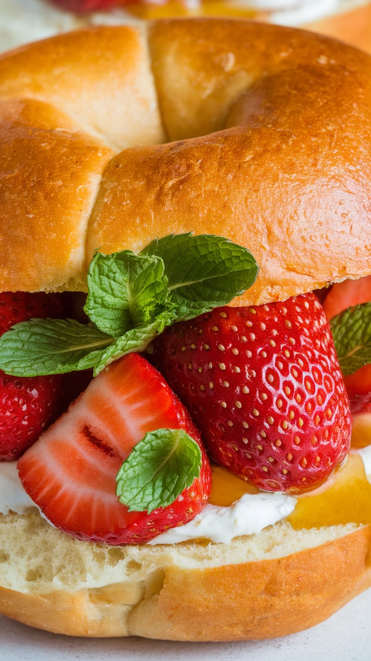 Strawberry and Mint Bruschetta Bagel