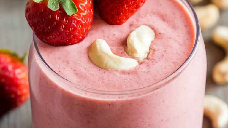 Strawberry Cashew Vanilla Smoothie - Featured