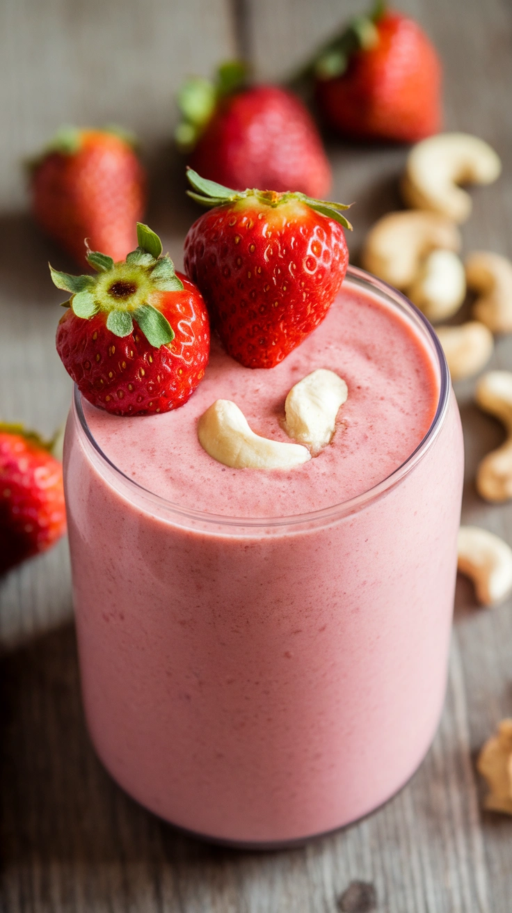 Strawberry Cashew Vanilla Smoothie