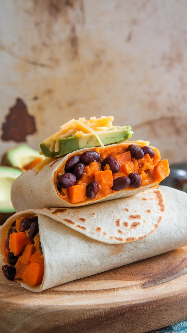Sweet Potato and Black Bean Breakfast Burritos