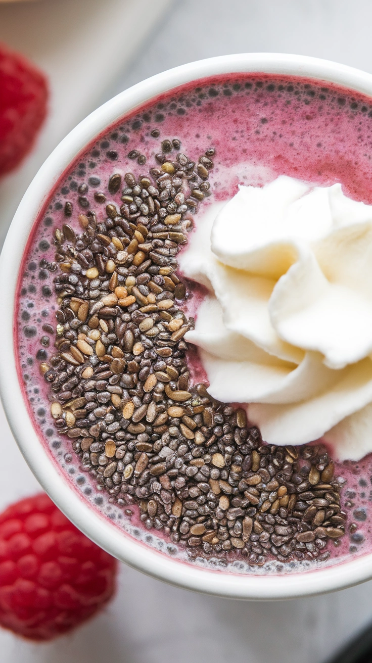 Tart Raspberry Chia Seed Smoothie