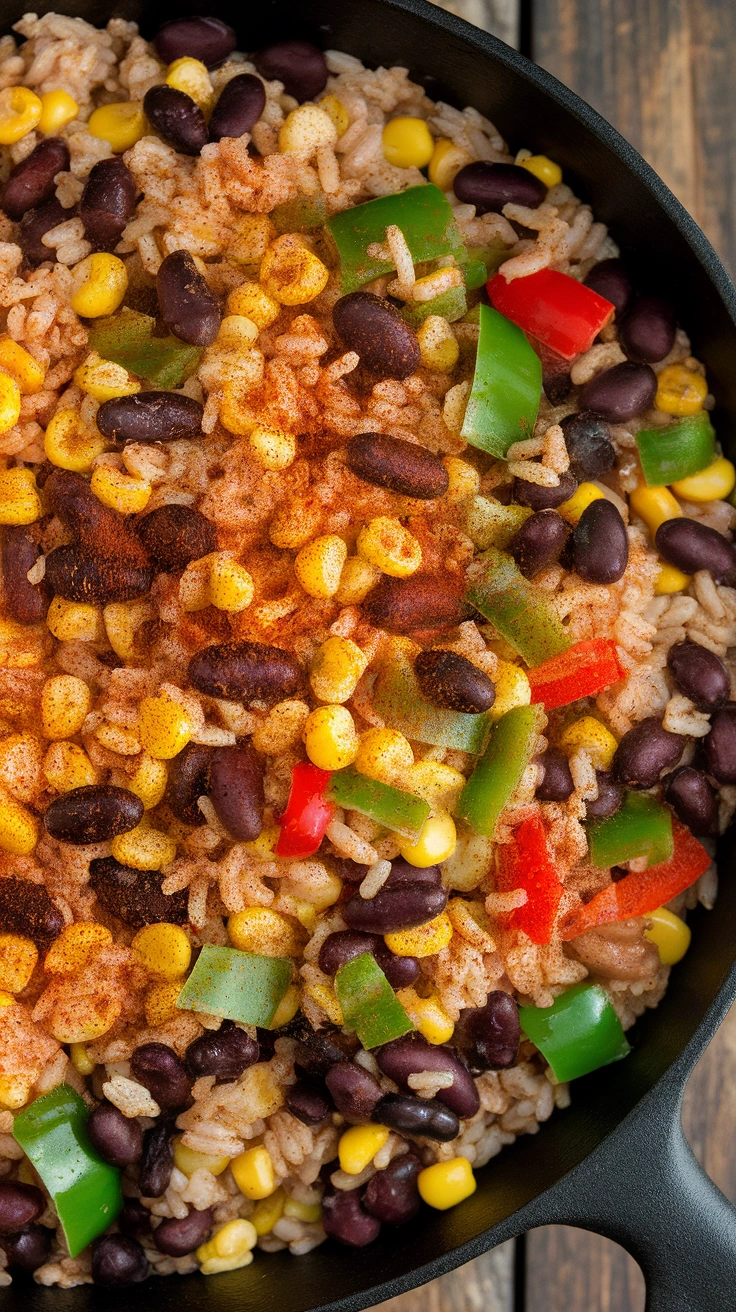 Tex-Mex Brown Rice and Bean Skillet