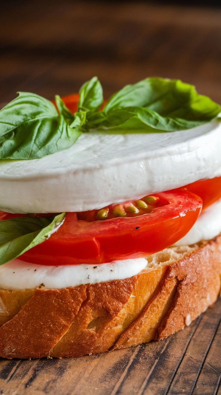 Tomato Basil and Mozzarella Toast