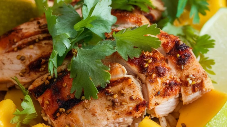 Tropical Mango and Chicken Burrito Bowl - Featured