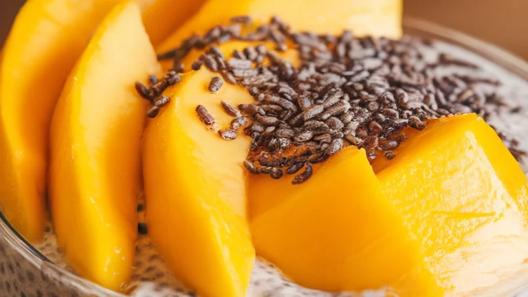 Vanilla Bean Chia Seed Pudding with Mango - Featured