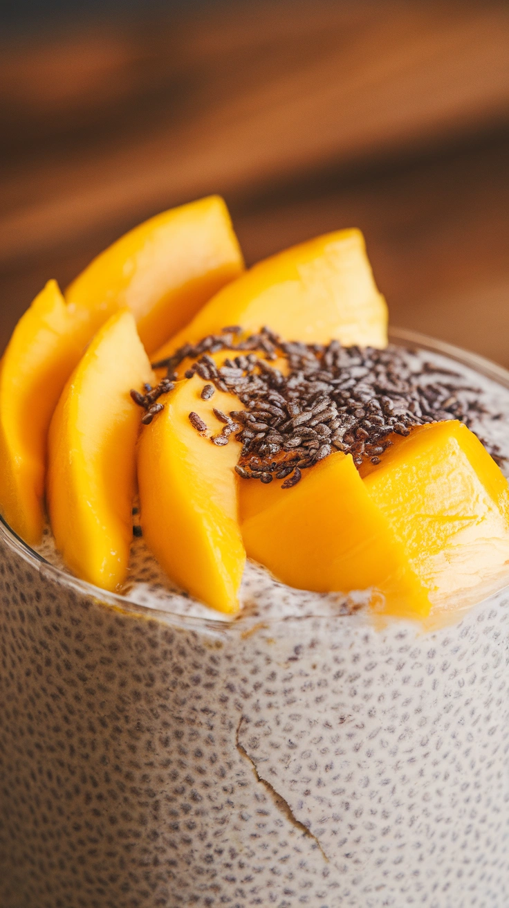 Vanilla Bean Chia Seed Pudding with Mango