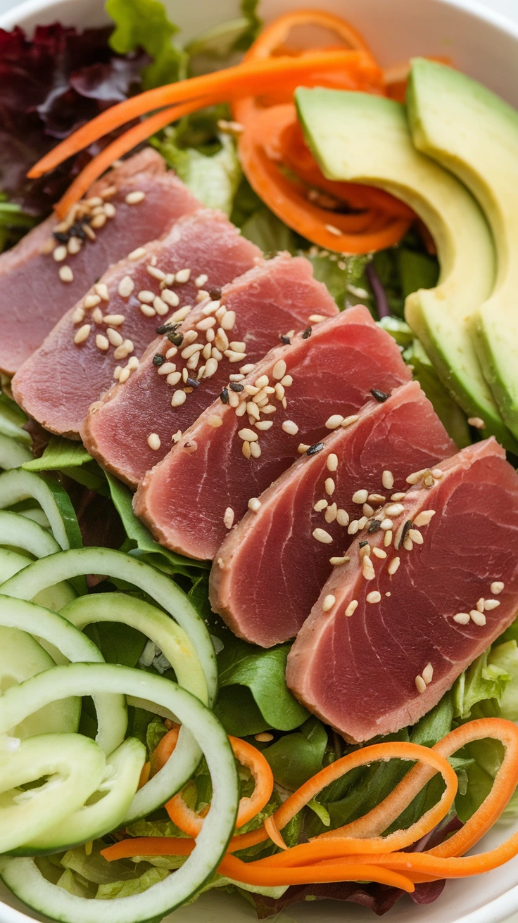 Seared Ahi Tuna Salad with Sesame Ginger Dressing