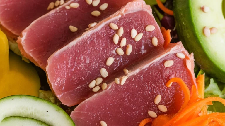 Ahi Tuna Salad with Sesame Ginger Dressing - Featured