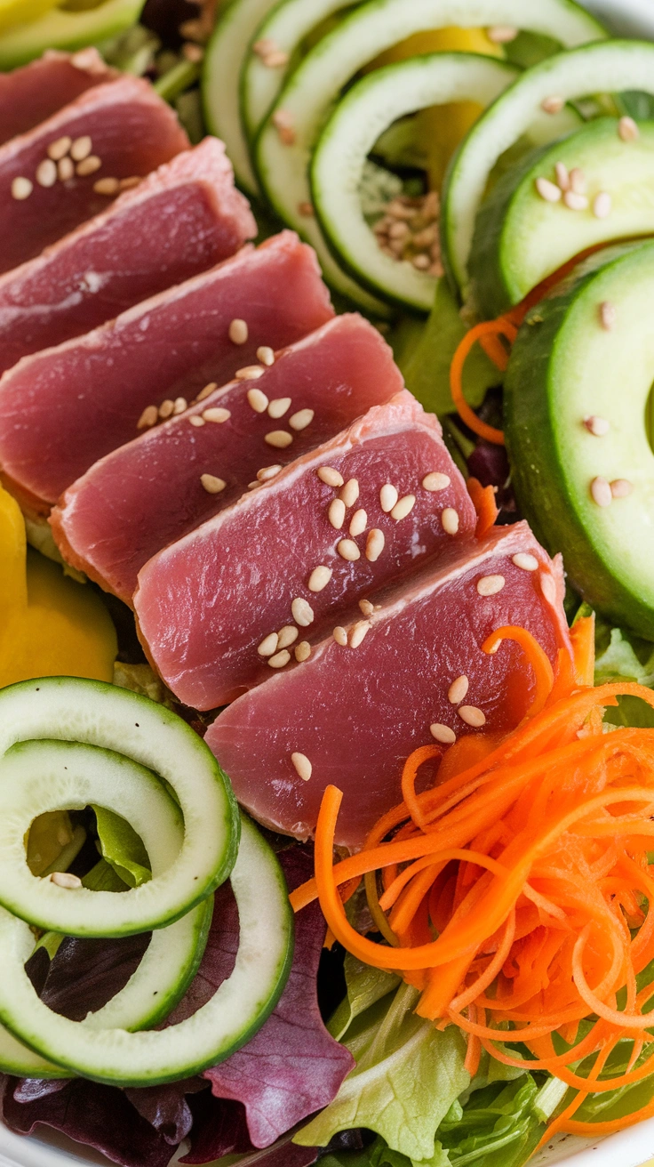 Seared Ahi Tuna Salad with Sesame Ginger Dressing