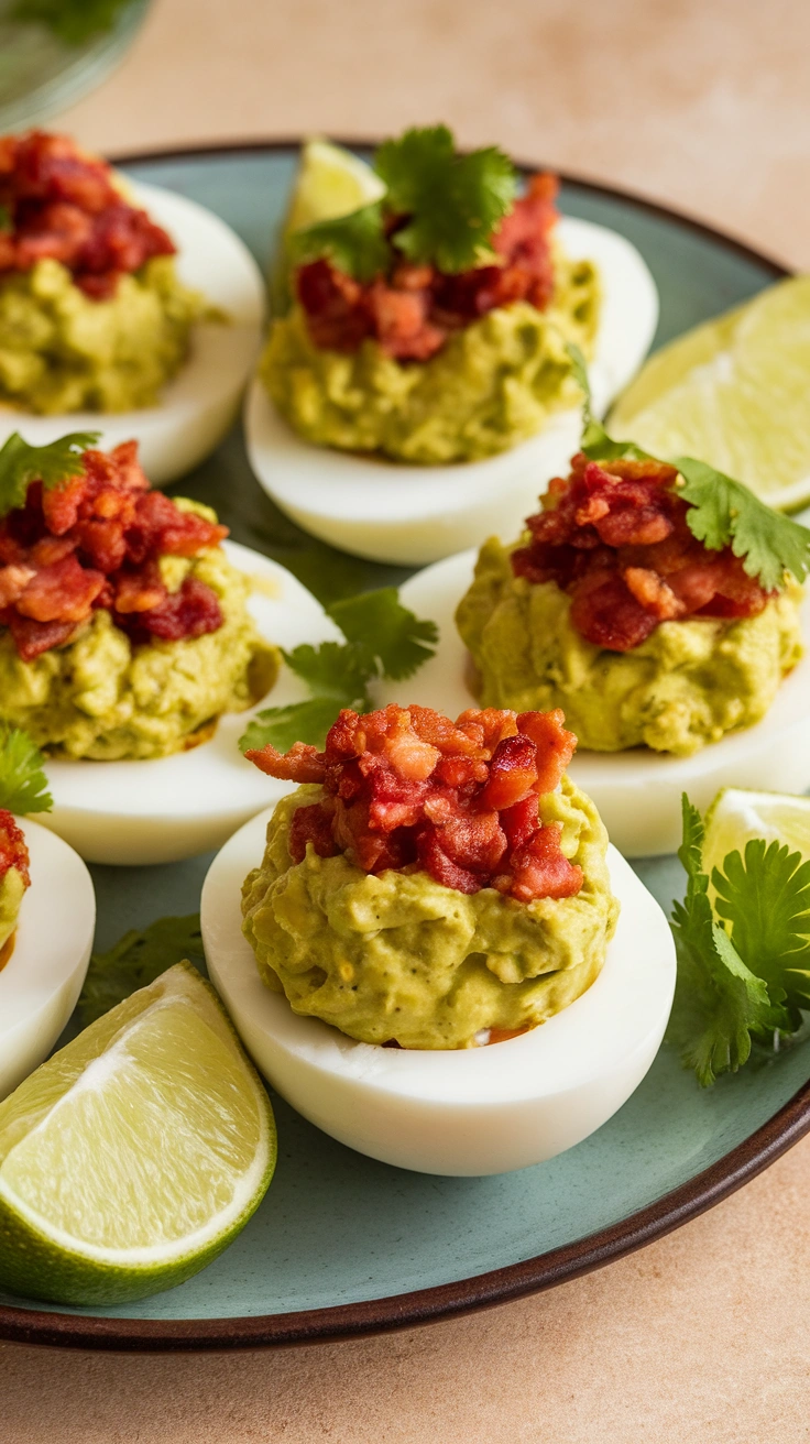 Turkey Bacon Avocado Deviled Eggs