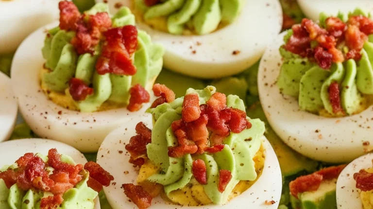 Bacon Avocado Deviled Eggs - Featured