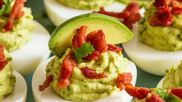 Bacon Avocado Deviled Eggs - Featured