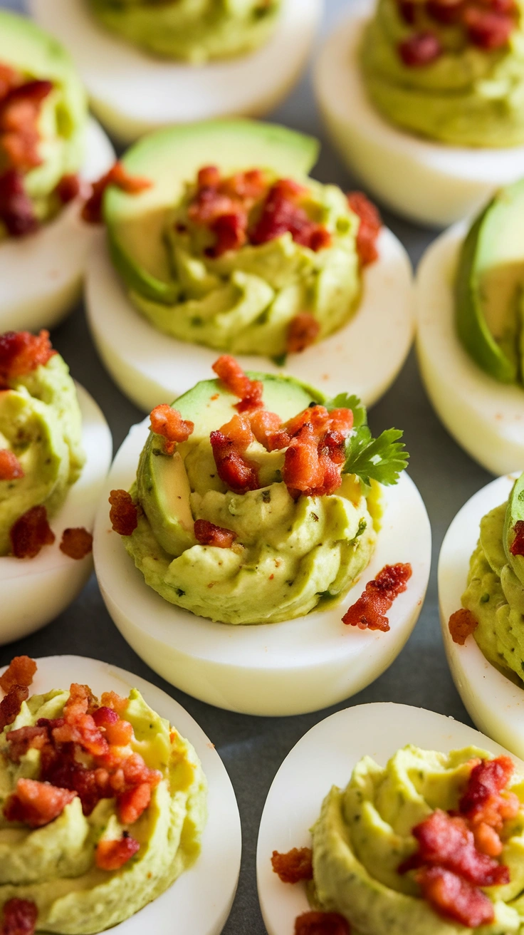 Turkey Bacon and Avocado Deviled Eggs