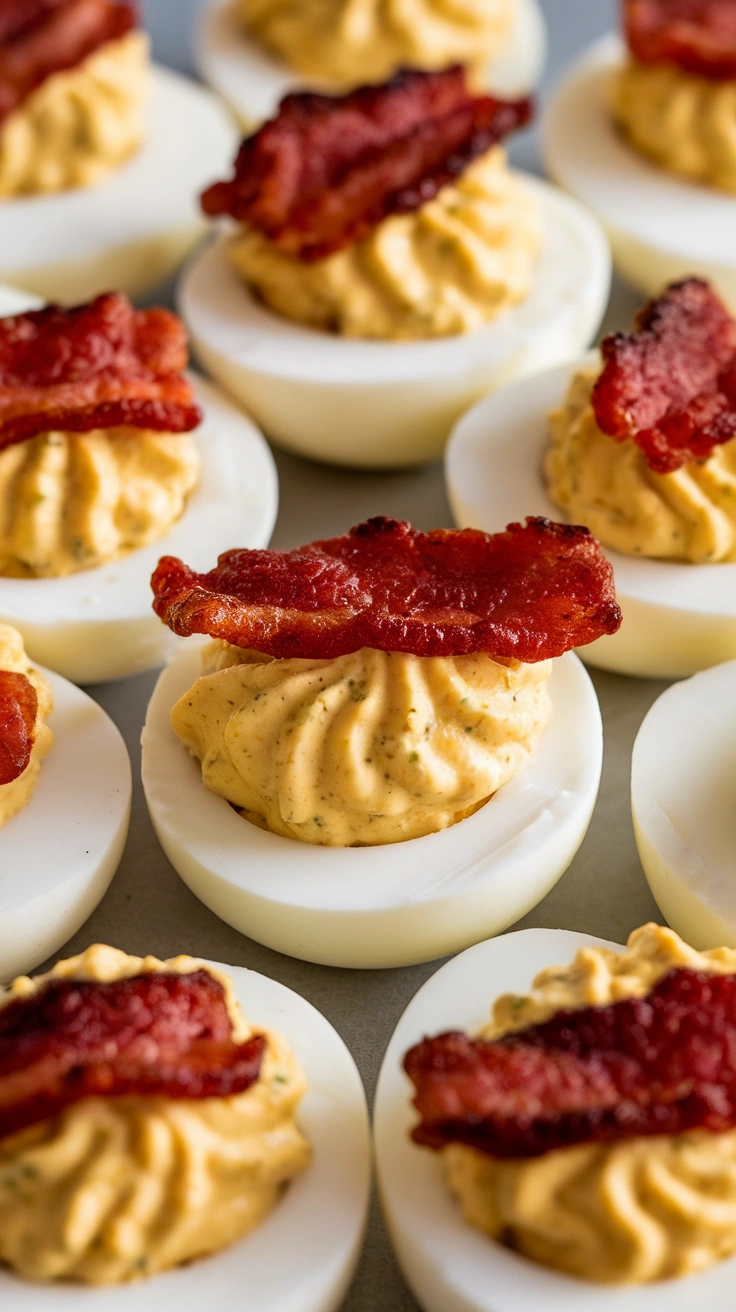Turkey Bacon Horseradish Deviled Eggs