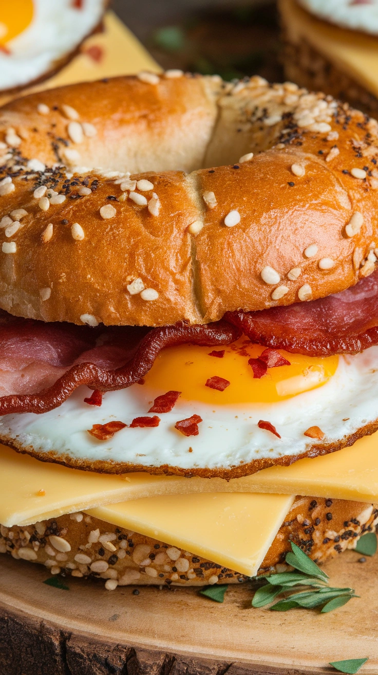Toasted Bagel Egg and Cheese Sandwich