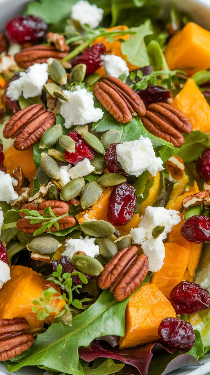 Roasted Butternut Squash Salad with Cranberries and Pecans