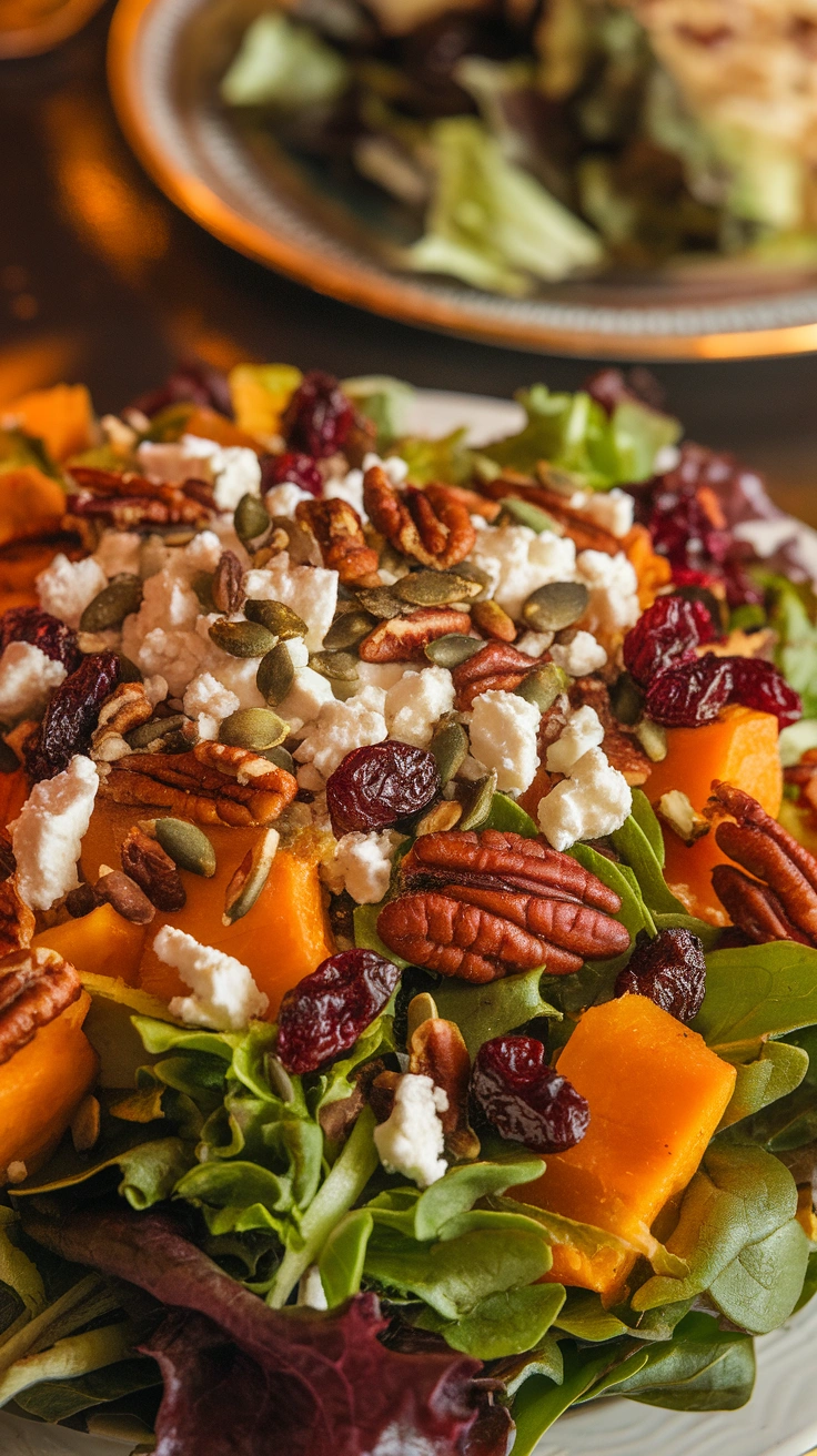 Roasted Butternut Squash Salad with Cranberries and Pecans