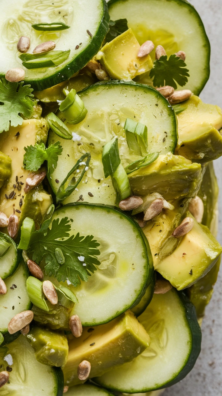 Cilantro Cucumber Salad with Avocado and Pickles