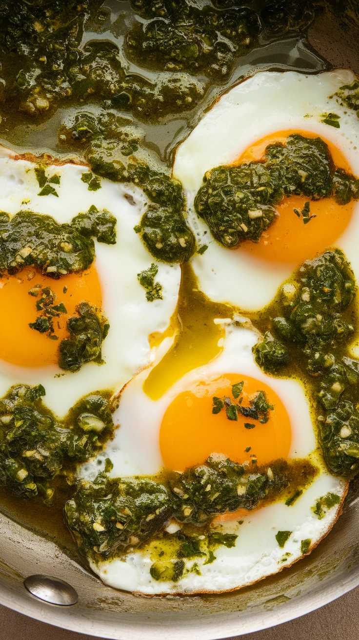 Fried Eggs with Chimichurri Sauce
