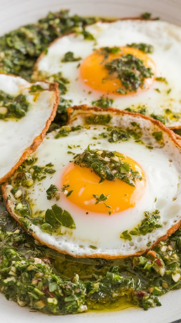 Fried Eggs with Fresh Chimichurri