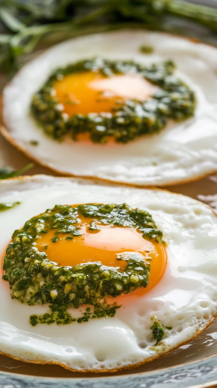 Fried Eggs with Chimichurri Sauce