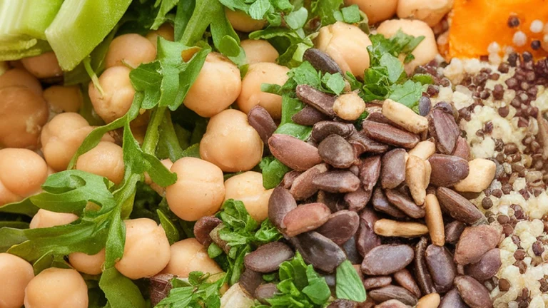 High Protein Vegan Arugula Salad with Honey Mustard Dressing - Featured