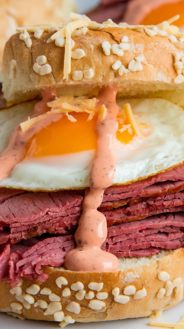 Leftover Corned Beef and Egg Sandwich
