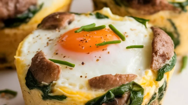 Mushroom Spinach Egg Muffin Recipe - Featured