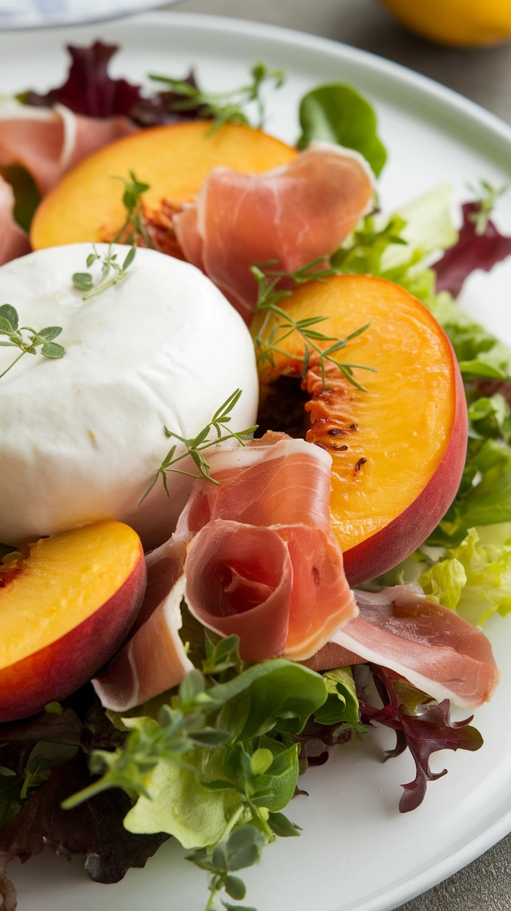 Fresh Peach and Burrata Salad with Balsamic Glaze