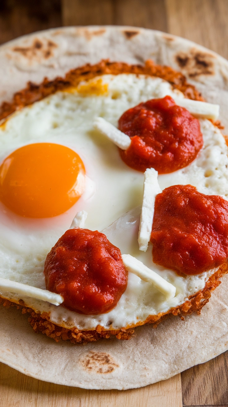 Fried Egg Tortilla Pizza