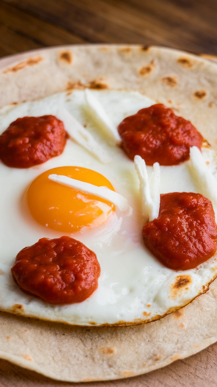 Crispy Fried Egg Tortilla Pizza