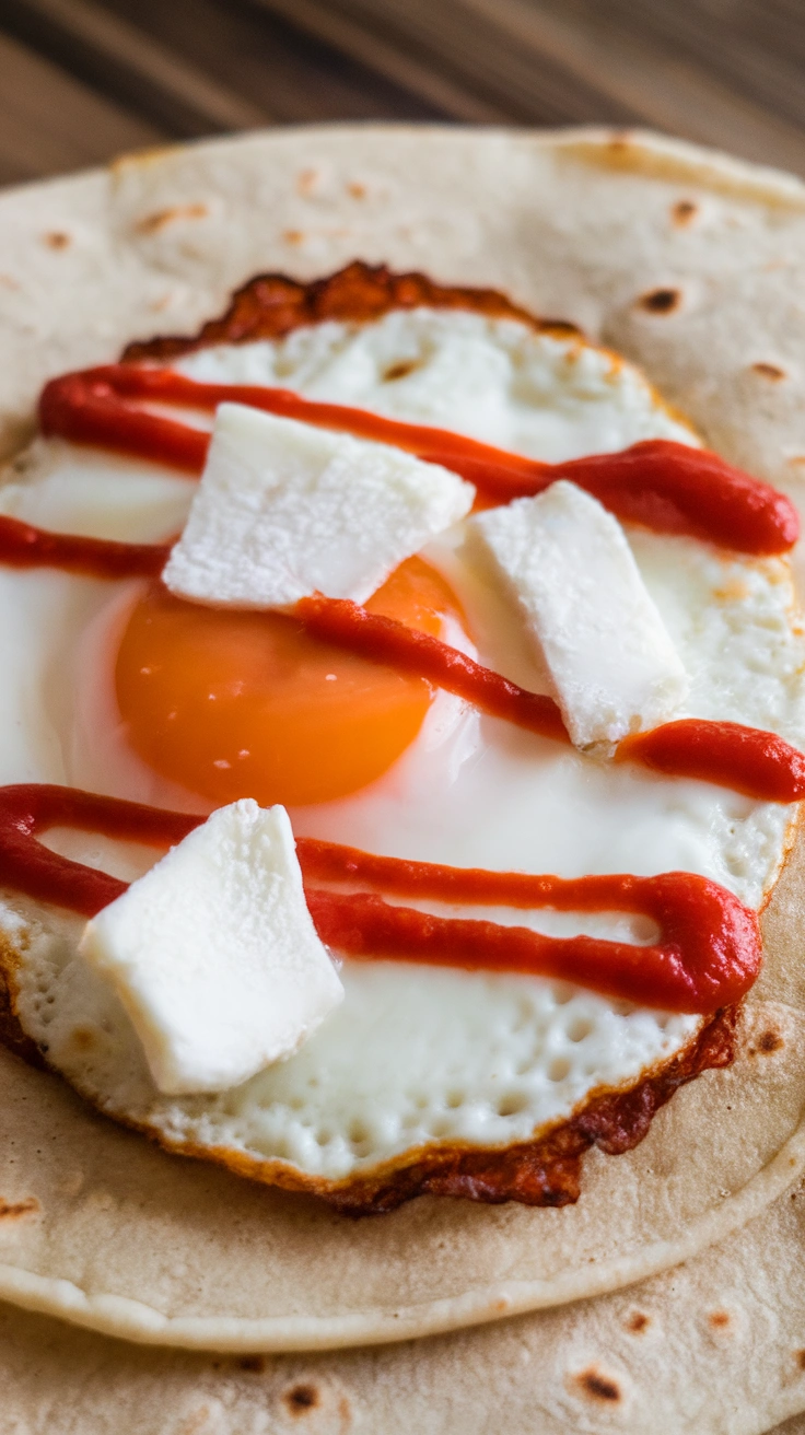 Fried Egg Tortilla Pizza