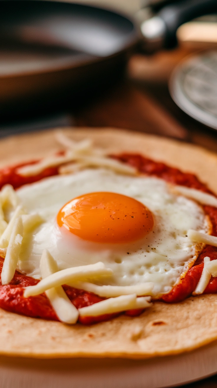 Pizza Fried Egg on a Tortilla