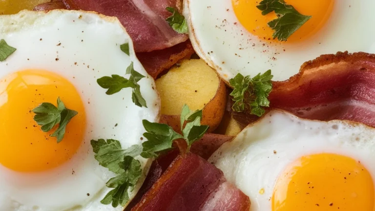 Potato Hash with Bacon and Eggs - Featured