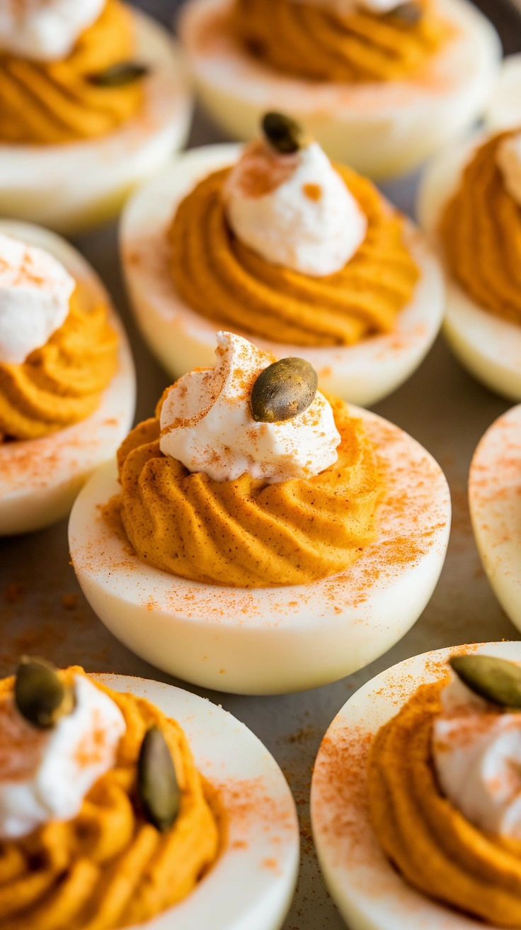 Pumpkin Shaped Deviled Eggs