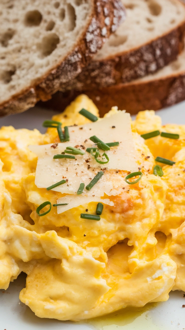 Fluffy Ricotta Scrambled Egg Sandwich