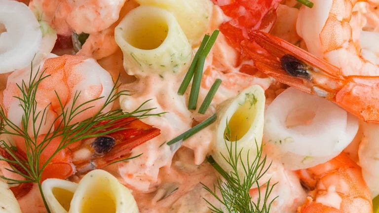 Seafood Pasta Salad Recipe - Featured