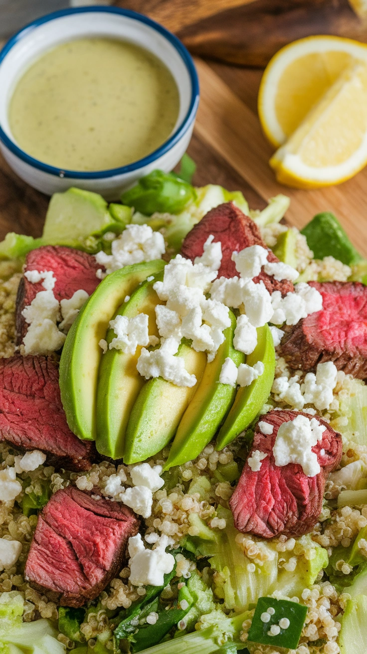 Steak and Quinoa Salad with Avocado Lime Ranch