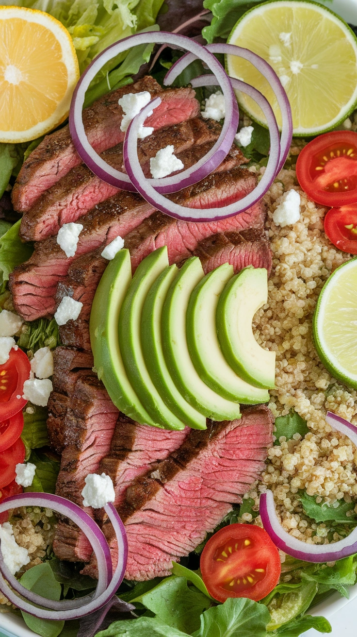 Grilled Steak and Quinoa Salad with Avocado Ranch