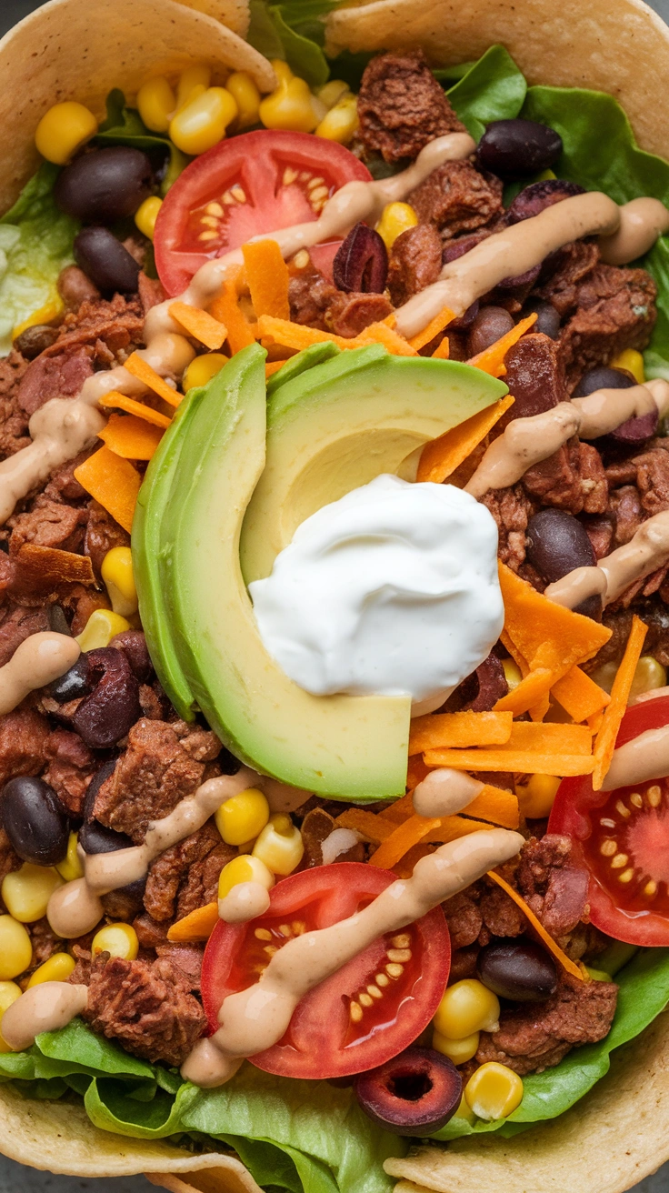 Healthy Taco Salad Bowl with Avocado